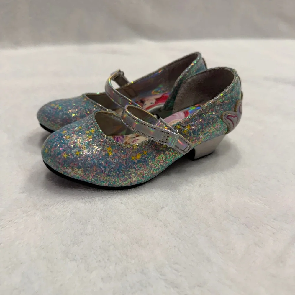 Kids Disney Princess Glitter‎ Mary Jane Heels Shoes Size 7